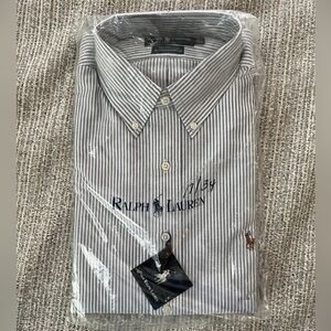 Ralph Lauren Shirt Mens 17-34 Yarmouth Oxford Blue White Dress Button Down NEW